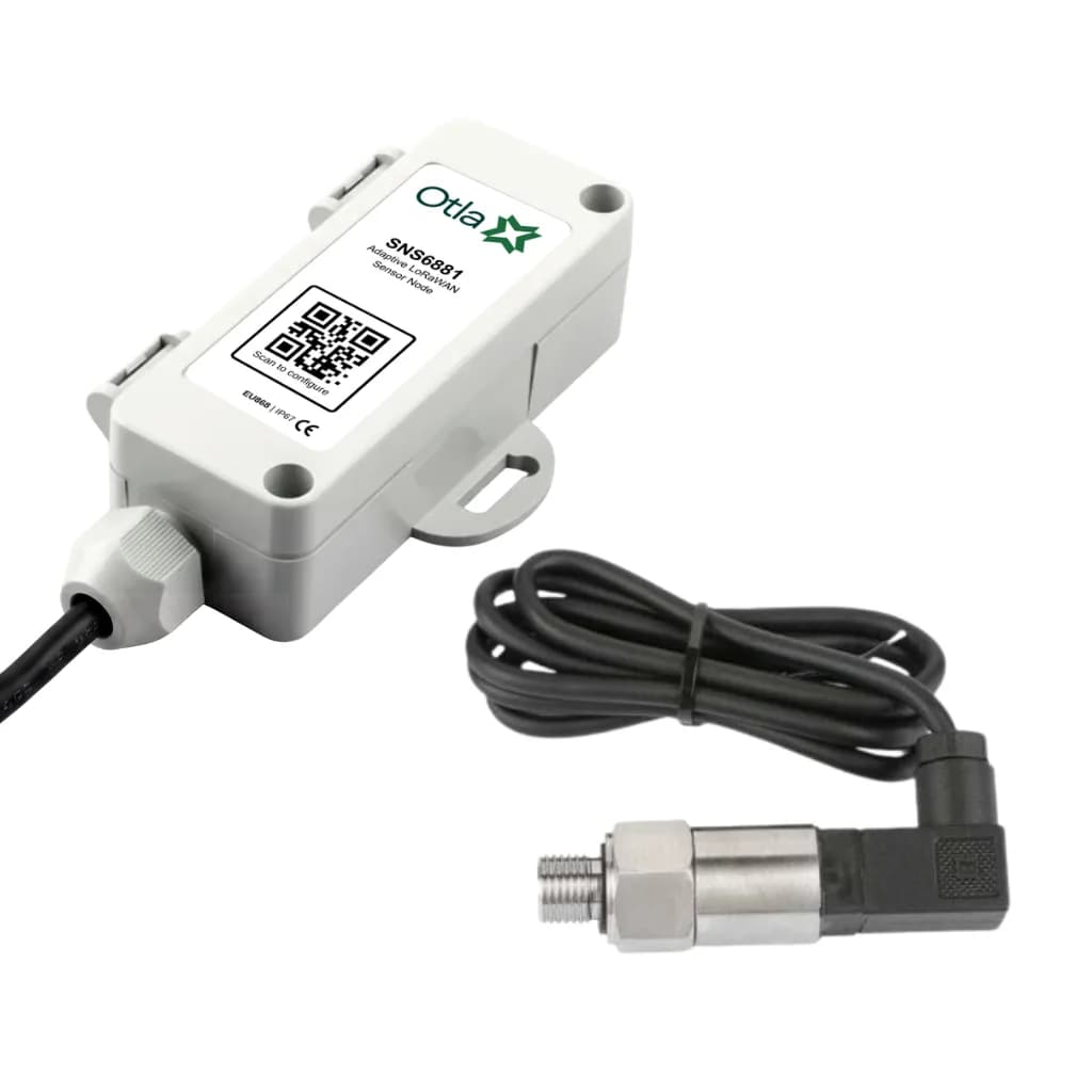 LoRaWAN Basınç Sensörü | 0-2 Bar Paslanmaz Çelik, IP67, Pil Dahil Kablosuz Basınç İzleme